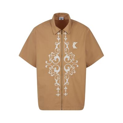 Langarmhemd KARL KANI "Karl Kani Herren KM241-009-1 Karl Kani Og Ornament Woven Shirt", Herren, Gr. XL, US-Größen, beige (sand), 100% Baumwolle, Hemden