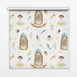 INNENROLLO - Fensterrollo - Rollo - 70x140 cm - Teddybären und Pflanzen