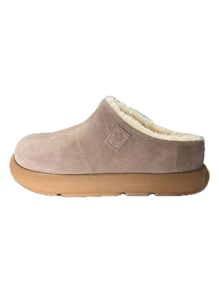 Kaiser Naturfellprodukte Lammfell-Pantoletten "Lina" in Taupe - 38