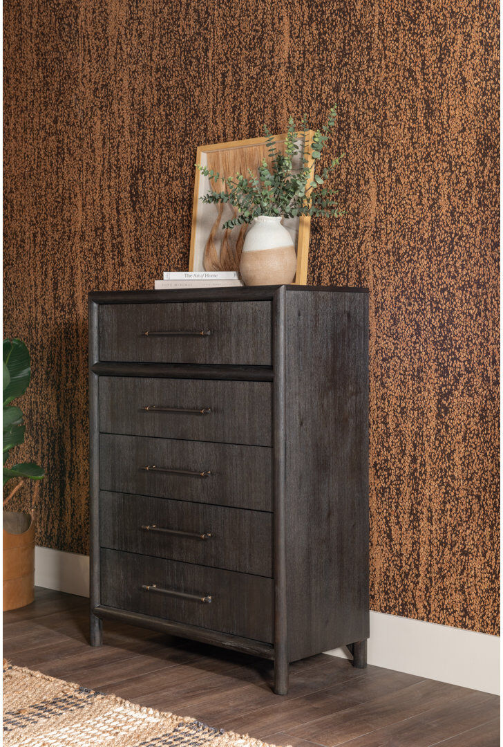 Blue Elephant Colleen 5 Drawer 101.6Cm W Chest Basalt Grey 137.2cm H X 101.6cm W X 48.3cm D