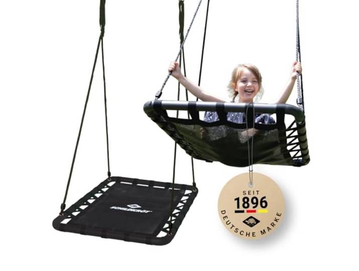 Schildkröt Nestschaukel, rechteckige Schaukel, 102 x 60cm, Schaukelspaß für die gesamte Familie, ideal für den Außen- und Innenbereich, Gartenschaukel bis 150kg Nutzergewicht