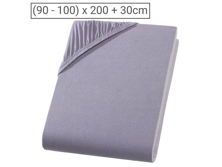 Einzelbett Premium Qualitäts-Jersey Fixleintuch, 100% Baumwolle, grau, 90 x 200 cm