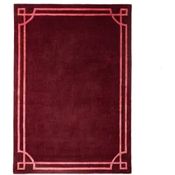 KADIMA DESIGN Teppich im Art-Déco-Stil | Handgetufteter Halbflach Teppich aus Wolle-Viskose-Mischung mit edler Bordüre | 200x290cm