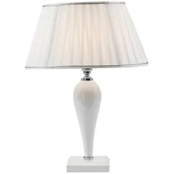 Cristelle Tischlampe aus weißem Glas mit Stofflampenschirm, E14 IP20-Anschluss, klassisches Design - Rossini Illuminazione