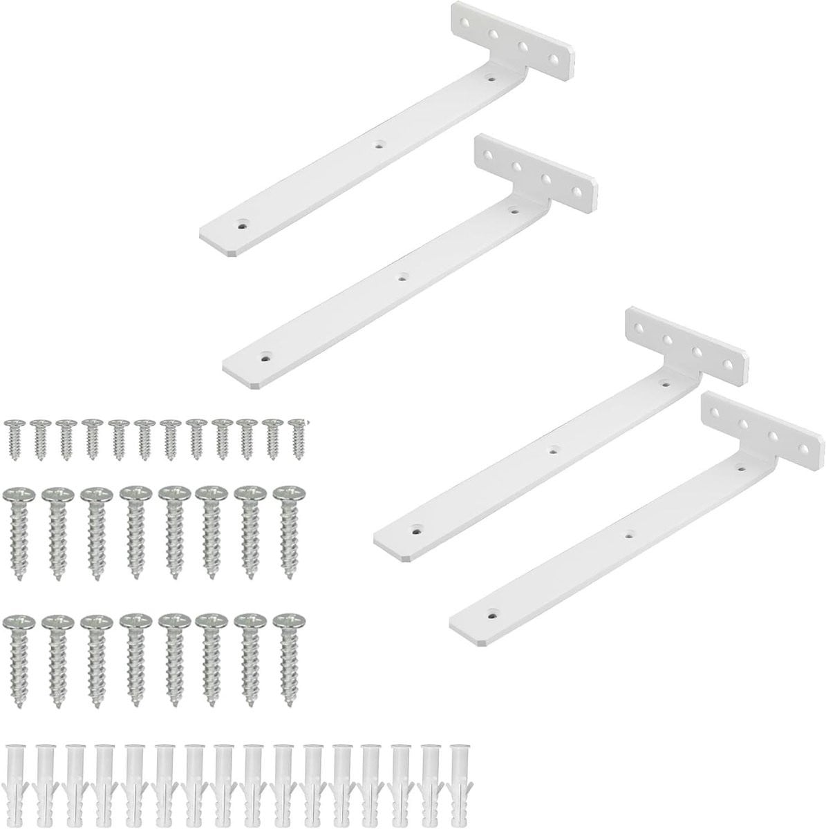 Wit Plankbeugel Wandsteun voor Verborgen Plankenbevestiging - 25 cm
