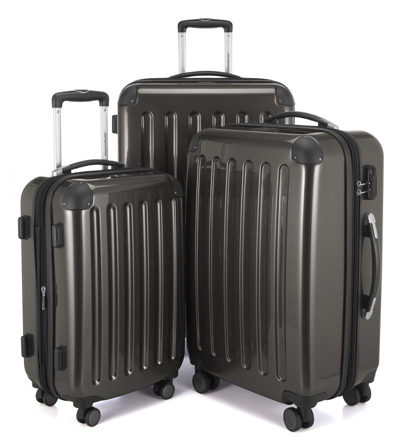 HAUPTSTADTKOFFER - Alex - Koffer-Set 3 Trolley Hartschale, 4 Rollen (S, M & L),Graphit