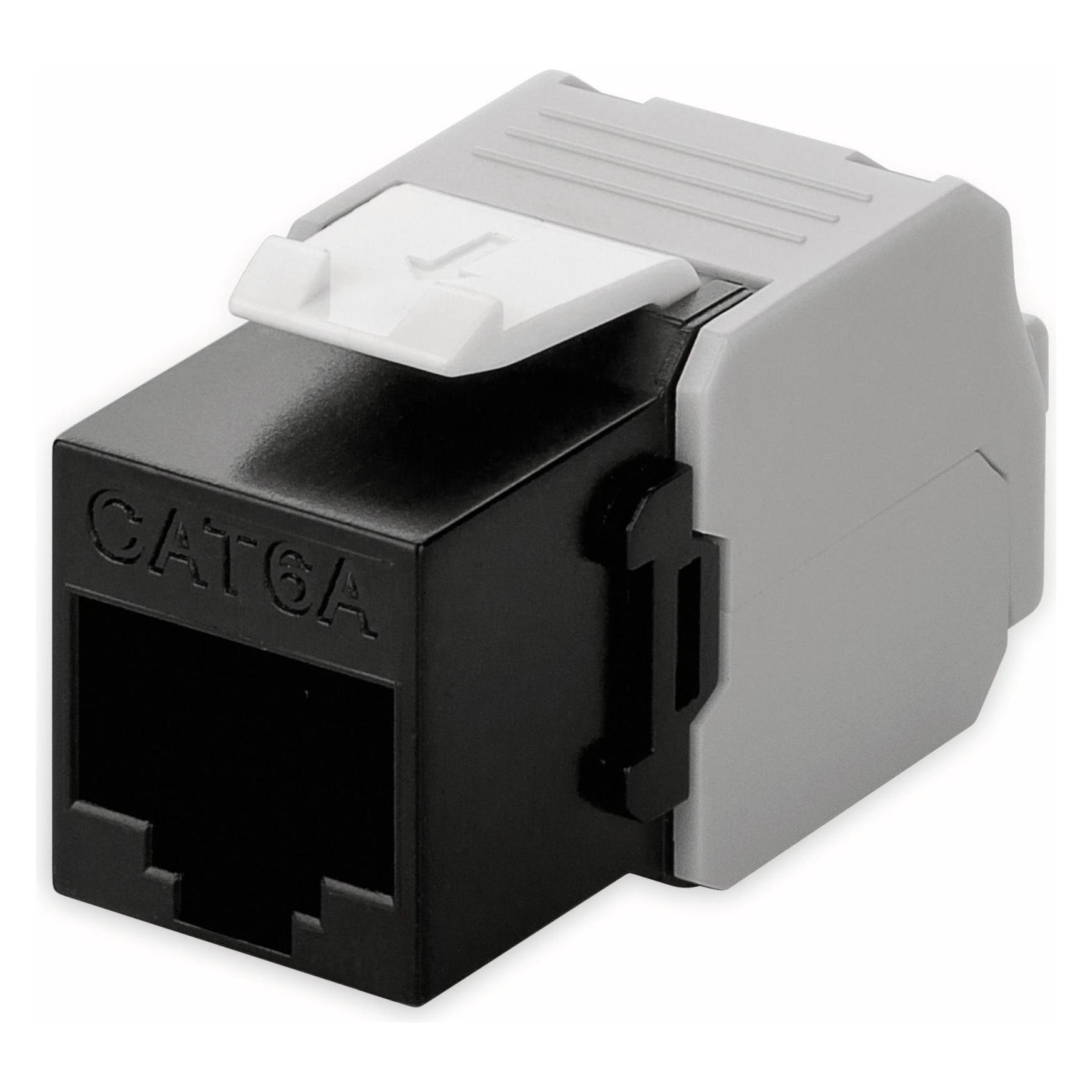 Goobay CAT 6a KeyStone RJ45 Jack,ungeschirmt, 500MHz, Schwarz-Weiss (Keystone Modul) (90692)