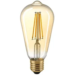 SIGOR LED Filament Edisonlampe GOLD, 230V, Ø 6.4cm / L 14cm, E27, 7W 2500K 720lm 300°, dimmbar, Gold SIG-6136901