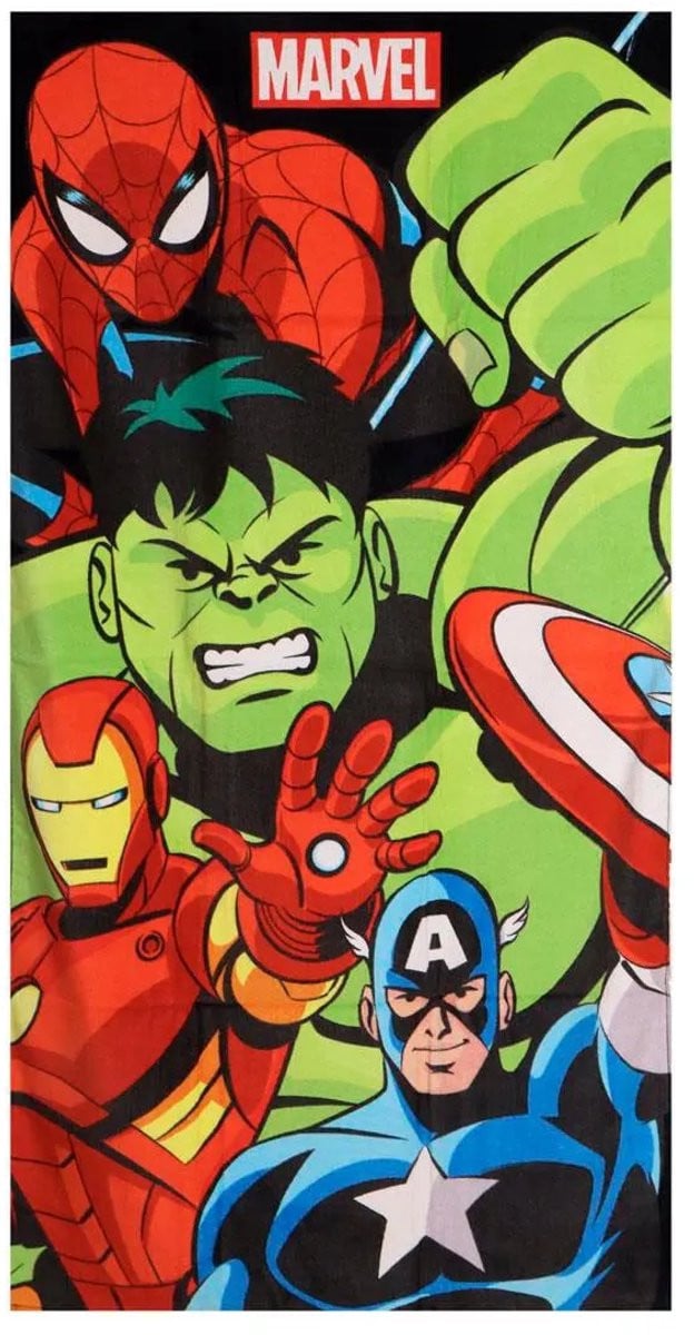 Marvel Avengers Kinder Strandlaken Spiderman Hulk Iron Man Captain America - Breedte: 70 cm, Lengte: 140 cm
