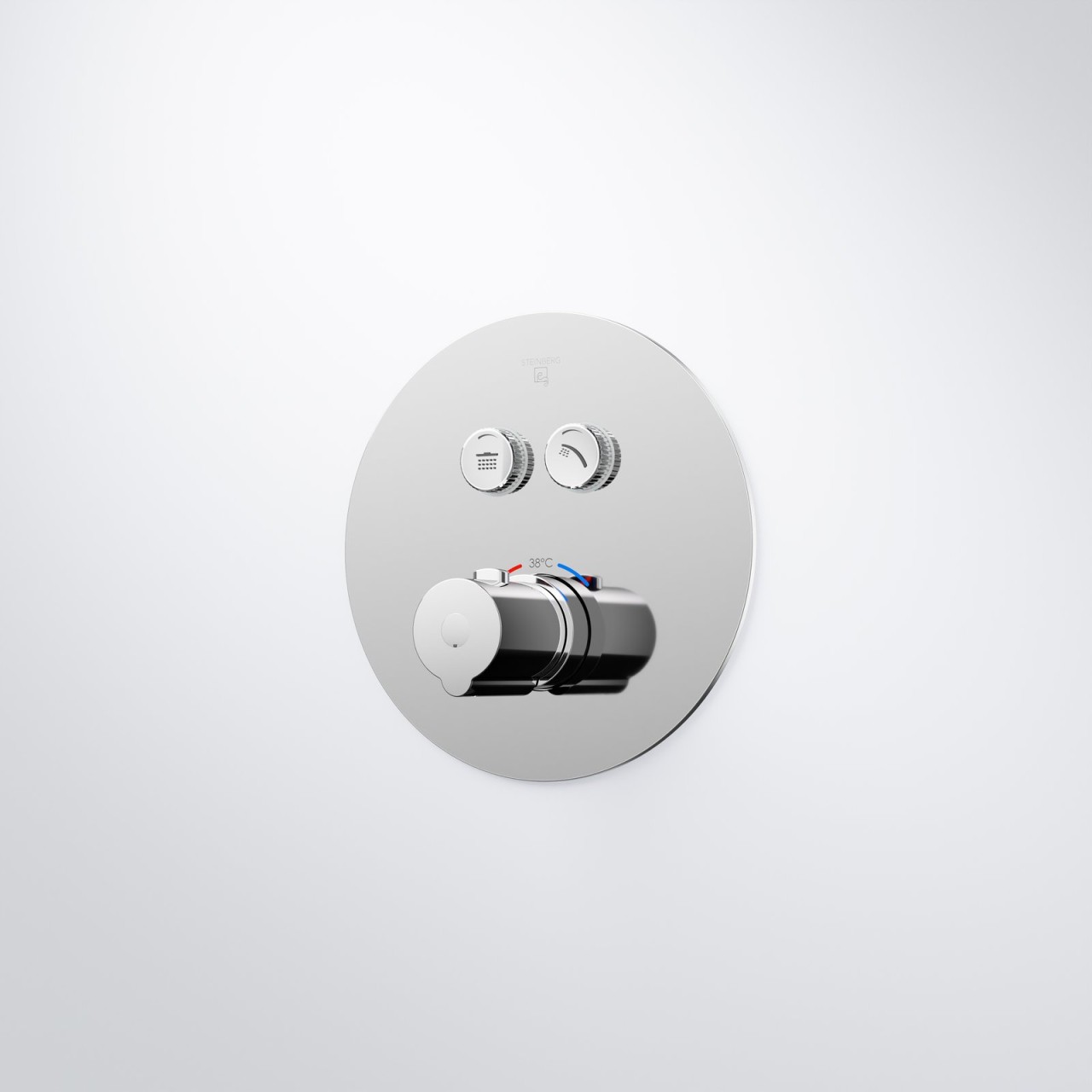 Steinberg Serie 390 Unterputz-Thermostat DN15, mit pushtronic, für 2 Verbraucher, runde Rosette, chr 39042233