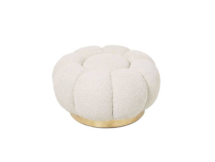 Pouf en tissu bouclé en forme de fleur d65 beige