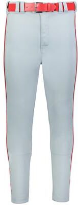 Russell Athletic R62LGM BASELINE TAPERED LEG PIPED BASEBALL PANT in Baseball Gray/True Red size 3XL   Polyester