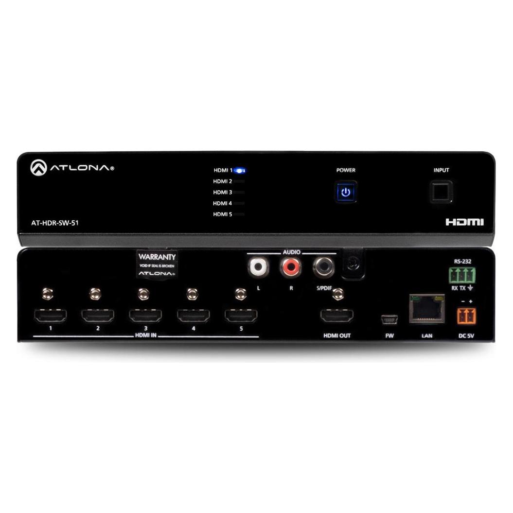 Atlona AT-HDR-SW-51 5 x 1 4K/HDR HDMI 2.0b Switcher (AT-HDR-SW-51)