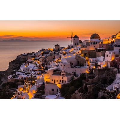 Fototapete PAPERMOON "Photo-Art ANDREAS AGAZZI, CALISPERA SANTORINI", bunt, B:4m L:2,6m, Vlies, Tapeten