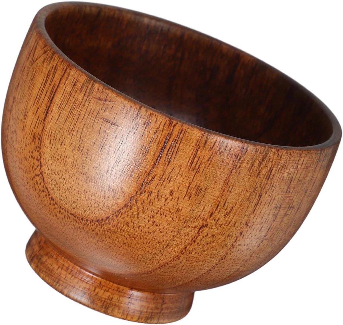 Handgemaakte ronde houten saladeschaal voor fruit, snacks en dipsauzen