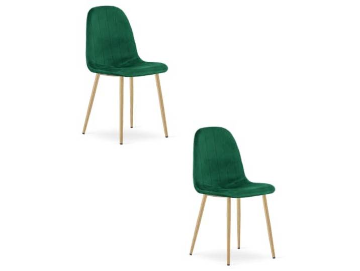 Esszimmerstühle LIVORA, Gepolsterter Stühle Esszimmer, Küchenstühle Esstisch Stühle Mit Velours Polster, Polsterstuhl Leicht zu Reinigen, Stuhl Esszimmer, Grün / Beine Holz - 2er