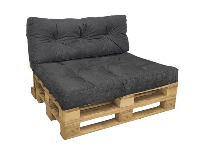 vounot® Lot de 2 Coussins pour Palette Europe Extérieur et Intérieur Coussin d’Assise 80x120x15cm et Dossier 20x40x120cm en Polyester Imperméable et Résistant aux Taches Coussin Matelassé Gris