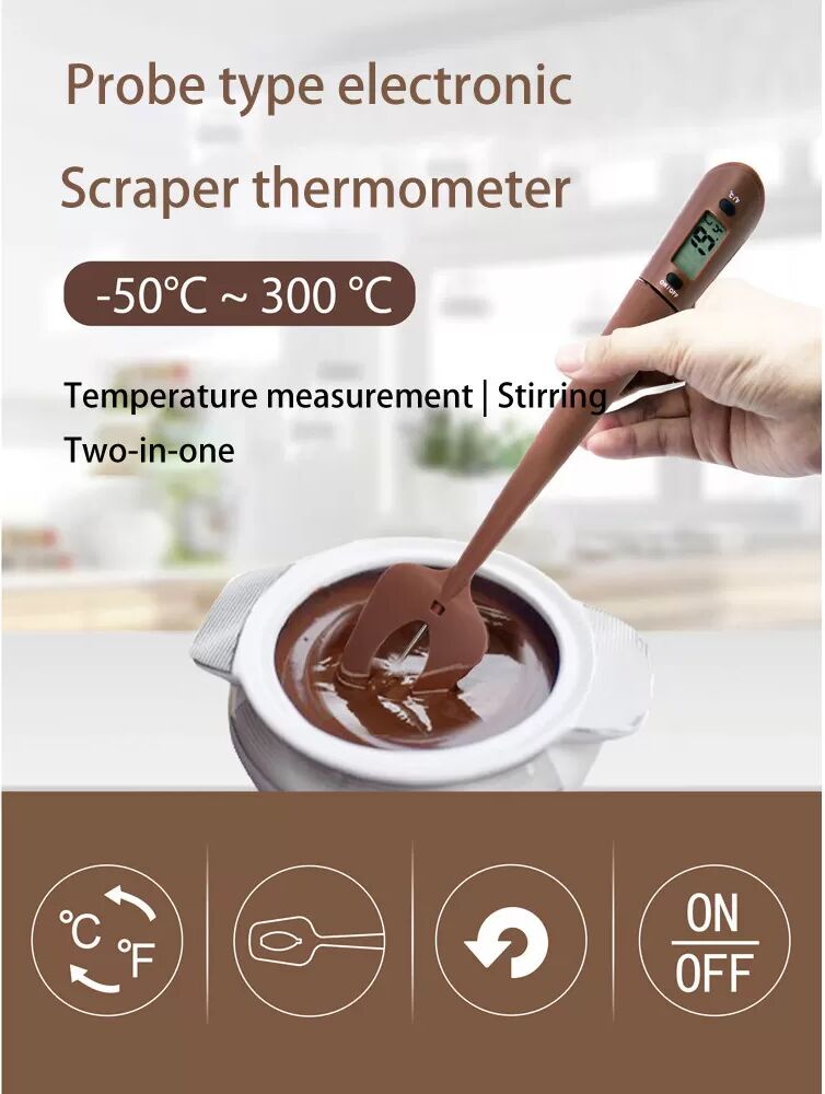INF Digitaler Lebensmittelthermometer-Spatel zum Kochen und Backen Braun
