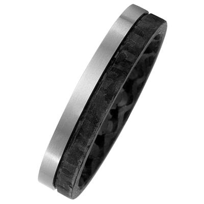 Fingerring JOBO "Herrenring Titanring Carbonring" Gr. 58, silber (titanfarben), Fingerringe, Herren, 58, Carbon Titan, Carbon, Titan, Fingerring, Carbon mit Titan kombiniert