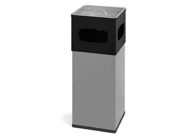 PROREGAL Kombiascher aus Aluminium mit Sieb 50 Liter, HxBxT 82x30x30cm Silber/Schwarz