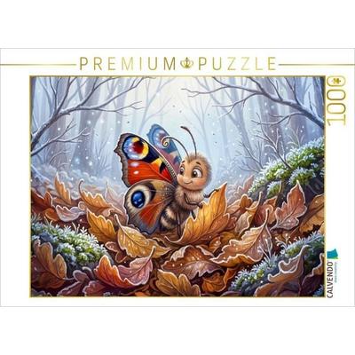 CALVENDO Puzzle Tagpfauenauge im Laub in kalten Nächten | 1000 Teile Lege-Größe 64x48cm Foto-Puzzle für glückliche Stunden