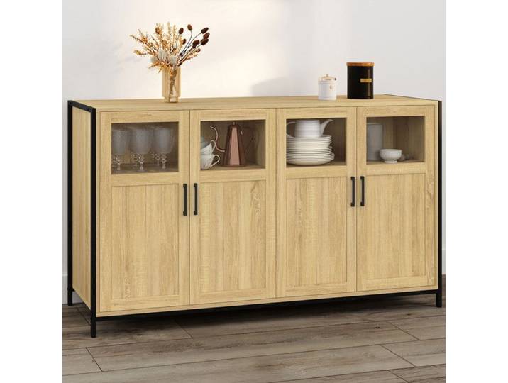 ID MARKET buffet DETROIT 4 portes 140 cm Industriel bois