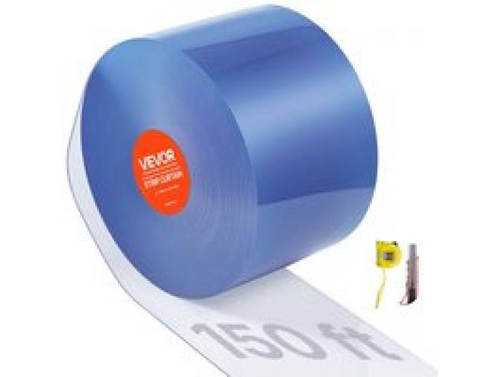VEVOR Rideau à Lanière PVC, 4572x20 cm, Rideau Lamelles Transparent, Rouleau Bande de Porte en Plastique Lisse Épaisseur 2 mm, pour Entrepôts, Usines, Supermarchés, Centres Commerciaux, Halls, Garages