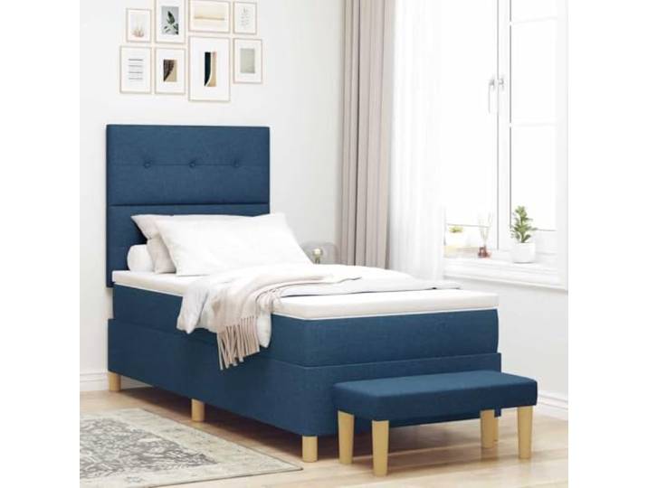 WDGJJFECNMUEHI Schaumstoffmatratze Modernes Design 80 x 200 cm Blau Boxspringbett mit Matratze 80x200 Blau Stoff mit Kopfteil Bank Lattenrost Komfort Schlafzimmer