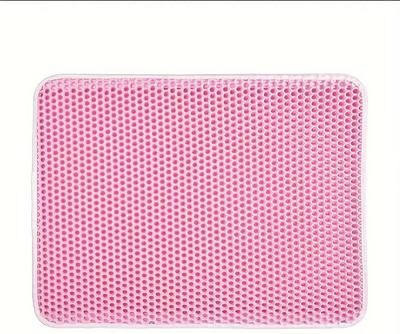 Inspired Finds Large Cat Litter Mat Double Layer Honeycomb Waterproof Design For Scatter Control & Easy Cleaning pink s 15.75x19.69in