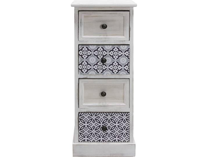 Rebecca Mobili Commode 4 tiroirs en bois blanc et gris