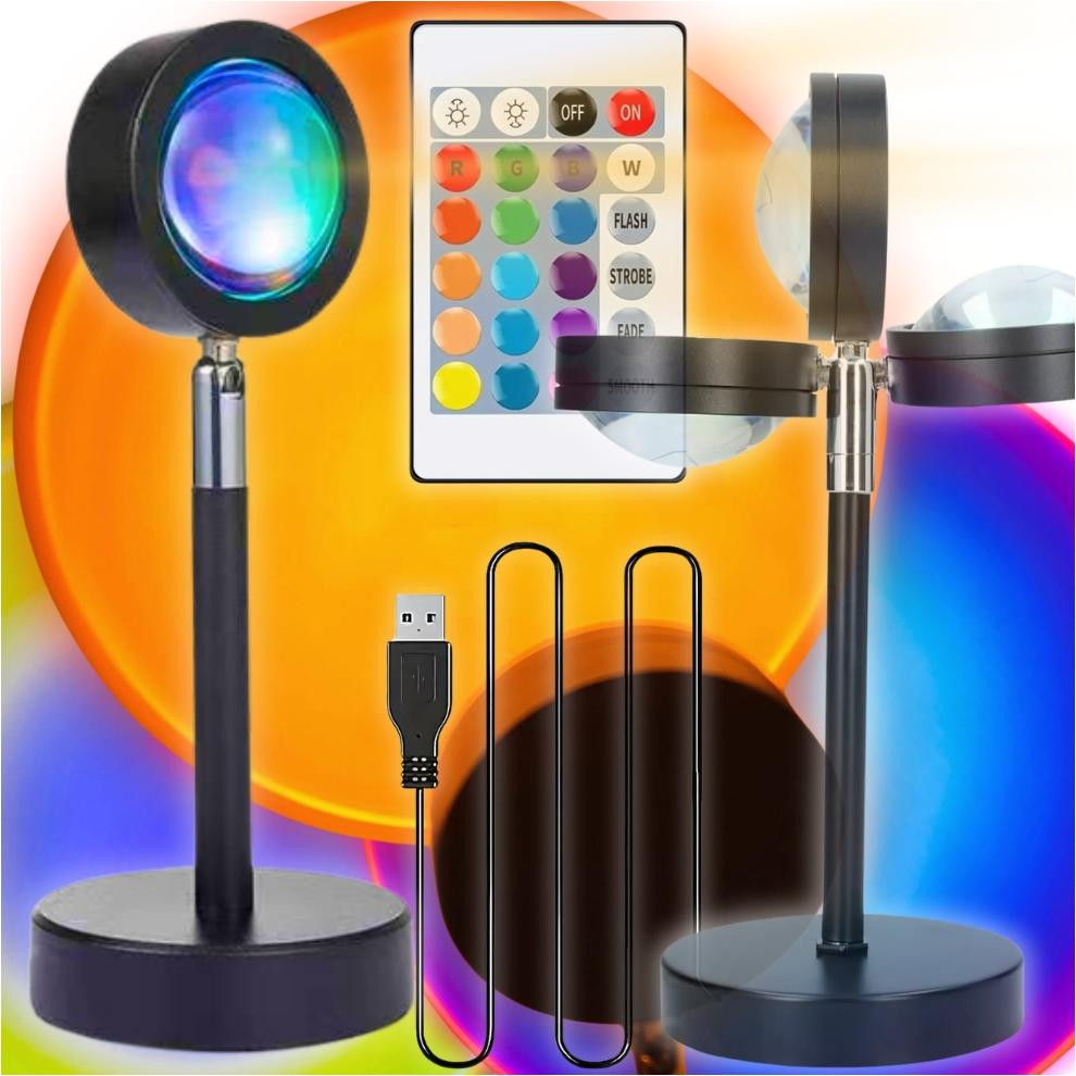 Becke LED Sunset Projector Nachtlamp met 16 Kleuren en USB-aansluiting
