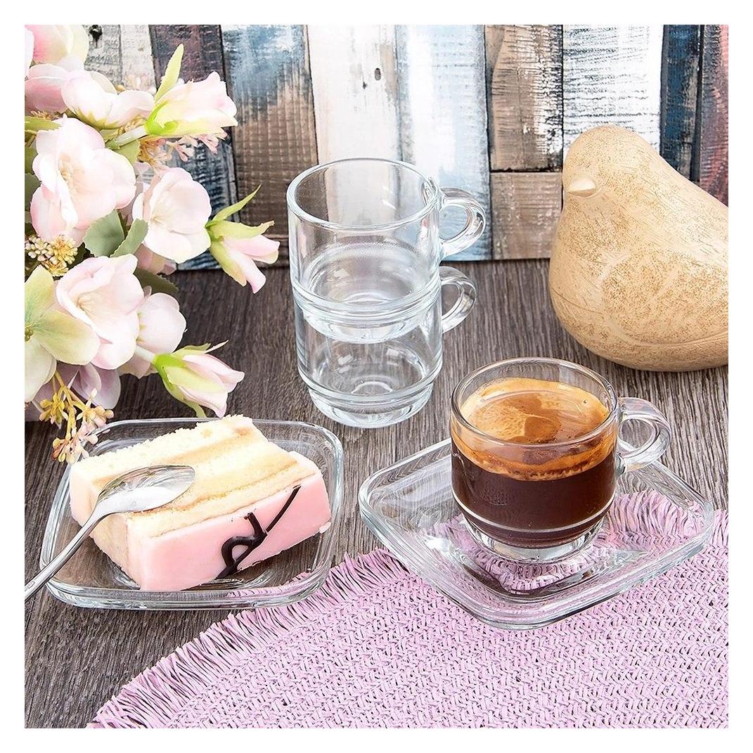 LAV Filiżanka do kawy ze spodkiem szklana 75ml 6 sztuk 129671 (64938133)