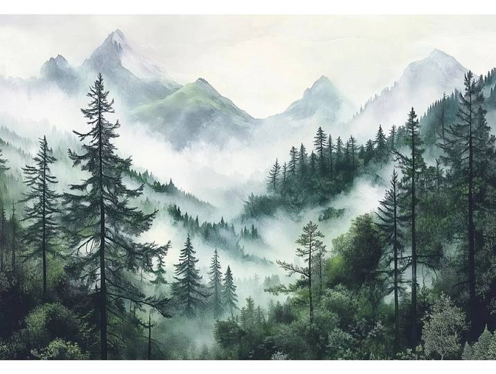 Tapete PANORAMA 1 Stück vliesfaser dunkelgrün 152x104x1cm