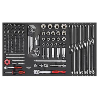 SONIC EQUIPMENT Steckschlüsselsatz Nuss und Schraubenschlüsselsatz 1/4 1/2 SFS-L 130-tlg. 213001