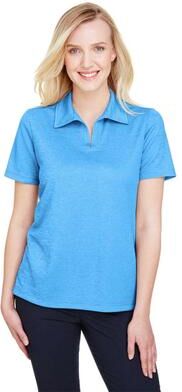 Devon & Jones DG22W Women's CrownLux Performance Address Melange Polo Shirt in Ocean Blue Heather size XL   Polyester