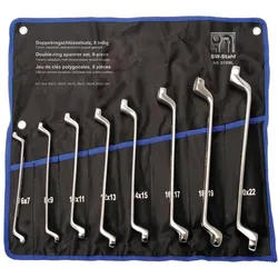 SW-Stahl, Schraubenschlüssel, 01508L Doppelringschlüssel-Satz 6-22 mm, 8-teilig tief gekröpft I Ringschraubenschlüssel I