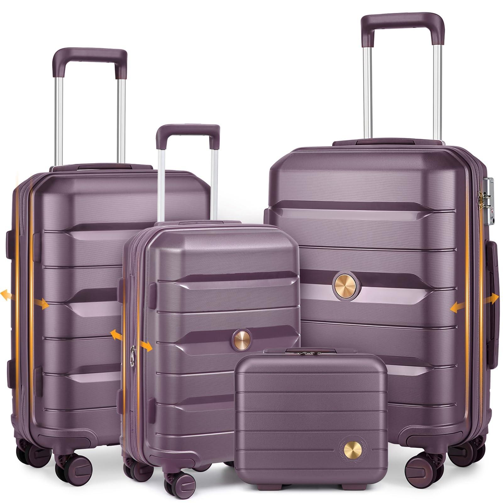 Koffer-Set, 4-teilig - Hartschalen-Trolley in elegantem Lila