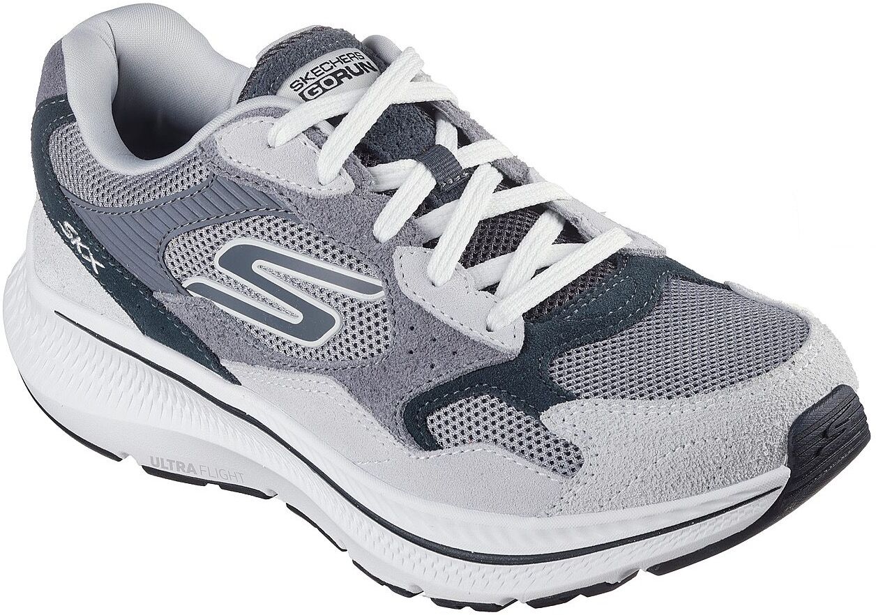 Sneaker SKECHERS "GO RUN CONSISTENT 2.0", Herren, Gr. 47, Textil, grau, Lederimitat, Textil, Veloursleder, kontrastfarbene Details, Schuhe Sneaker, Trainingsschuh, Freizeitschuh mit optimaler Dämpfung