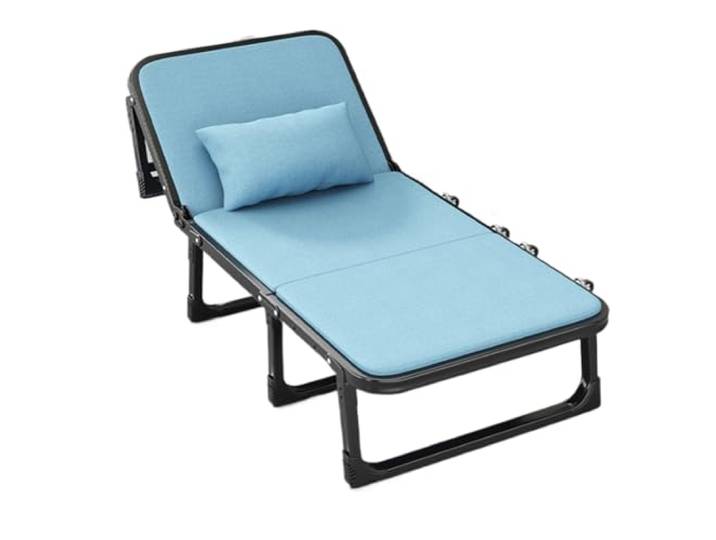 EBzvblxm Klappbett aus Stahl mit Matratze for Erwachsene Mehrfarbiges Nutzungsszenario: Schlafzimmer, Büro, Camping, Zuhause(Blue)