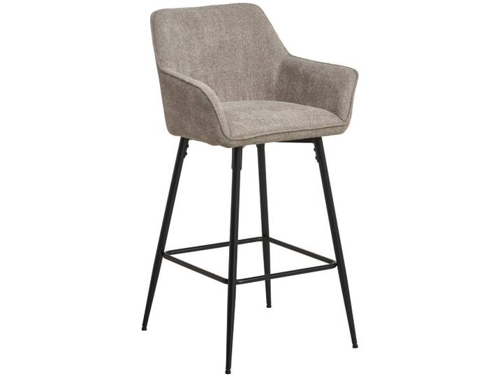 Mid.you Barhocker, Schwarz, Taupe, Holz, Metall, Textil, Pappel, Sperrholz, Rundrohr, 57x105x57 cm, Bsci, inklusive Armlehnen, Esszimmer, Barmöbel, Barhocker