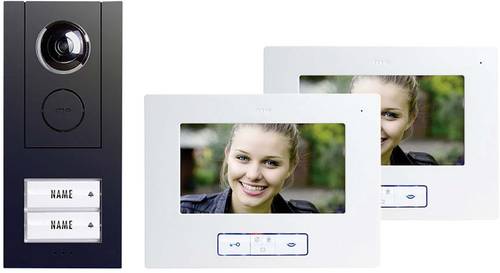 m-e modern-electronics Vistus VD ALU 6720 A Vistus Video-Türsprechanlage Kabelgebunden Komplett-Set 2 Familienhaus Anthrazit