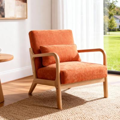 GREATPLANINC Mid Century Modern Armchair Accent Chair with Solid Wood Frame