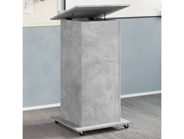 vidaXL Rednerpult mit Rollen & Schublade Betongrau 55x55x107 cm