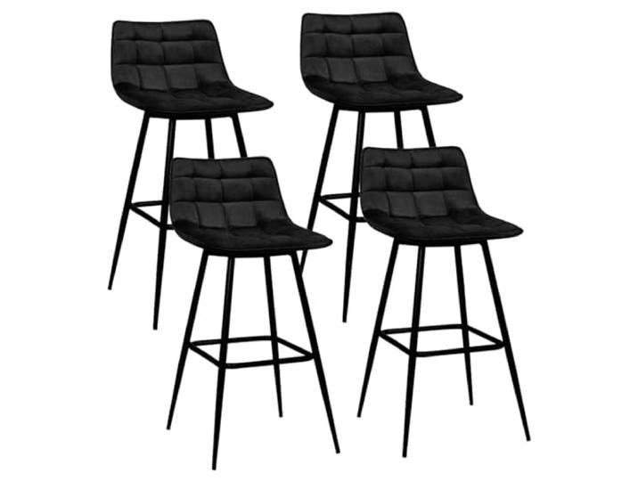 IDMarket - 4er-Set Barhocker Mady aus schwarzem Samt