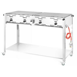 Hendi Gasgrill Grill-Master Quattro, 154908, silber, 4 Brenner, Edelstahl, mit Ablage, 22 kW
