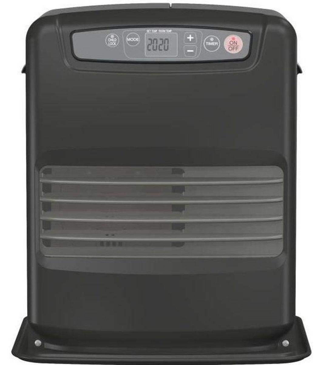 STOVER SRE 1228 C Elektrische petroleumverwarmer, 2850 W, zwart/anthraciet, met CO2-detector, LCD-display, programmeerbare 24-uurs timer, anti-omvalbeveiliging en 5-liter tank