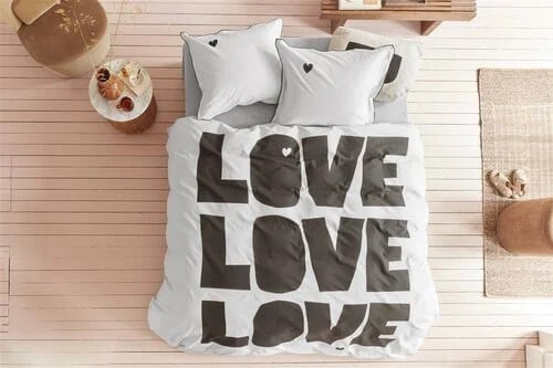 VT wonen VTwonen dekbedovertrek Bold Love Naturel 140x200 cm