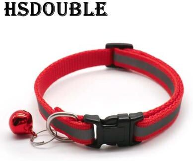 Inspire Select 2 Pack Reflective Adjustable Cat & Small Dog Collar With Bell Safety Pet Collar Set 2x Red
