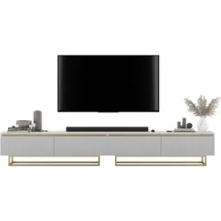 TV-LOWBOARD 2er-Set Selene Weiß matt 280 cm mit Metallrahmen