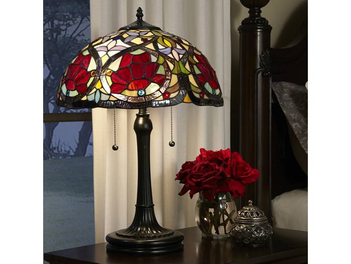 Lampe à poser Larissa, multicolore/bronze, hauteur 58 cm - QUOIZEL - Salon / séjour - Tiffany - Verre - Avec abat-jour
